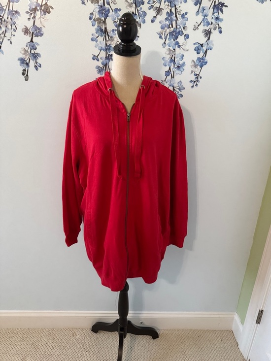 ellos Sweaters - ellos Red Zip-Up Hoodie Cardigan